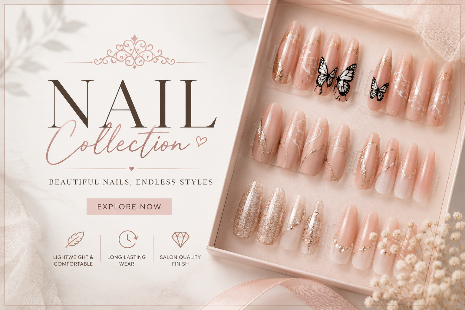 Hand-painted luxury press-on nails